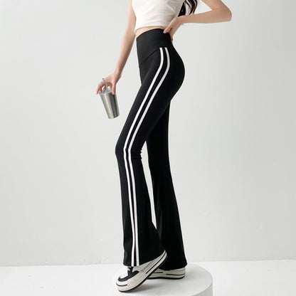 Striped Hip Lift Workout Flared Yoga Pants