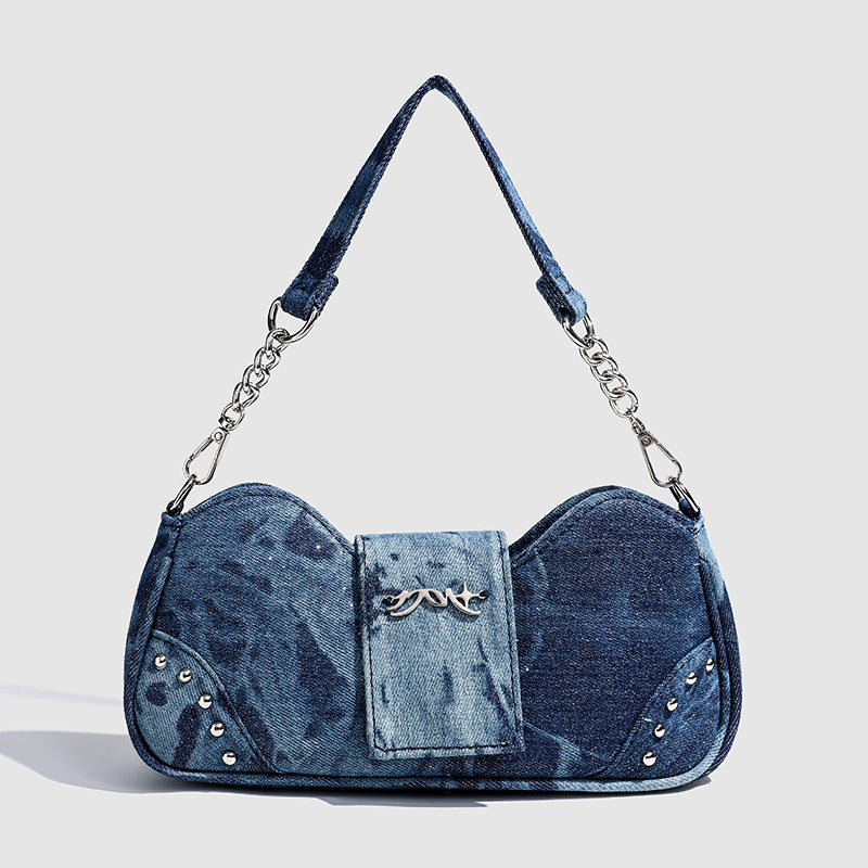 Trendy Tie-Dye Fashion Denim Shoulder Bag