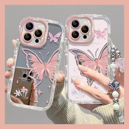 Pink Butterfly Mirror Bracelet iPhone Case