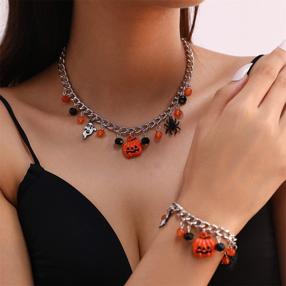 Pumpkin Spider Ghost Halloween Bracelet Necklace