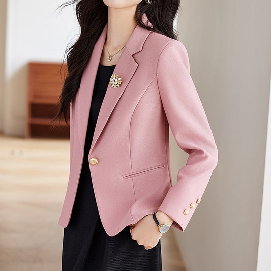 Workplace Single Button Slim Solid Color Suit Jacket