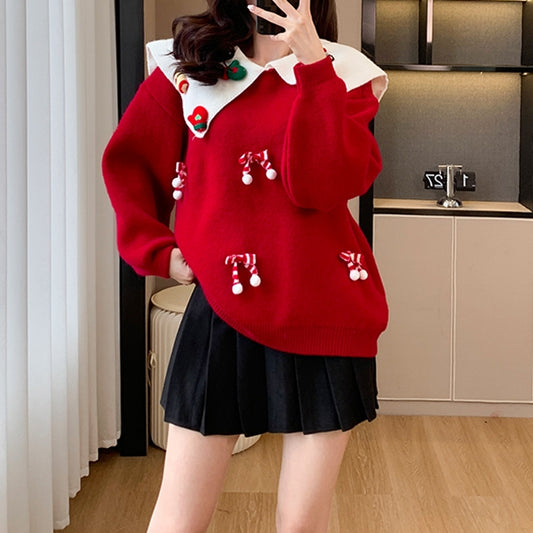 Doll Collar Christmas New Year Cartoon Sweater