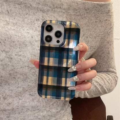 Contrast Color Plaid Pattern Silicone iPhone Case