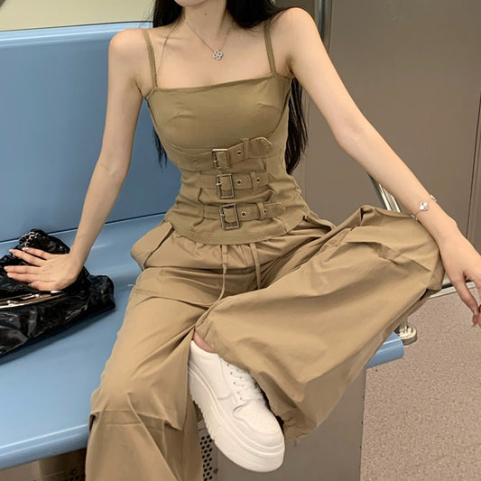 Workwear Camisole High-Waisted Wide-Leg Pants