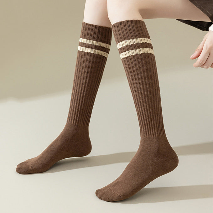 Striped Sweat-Absorbent Calf Socks