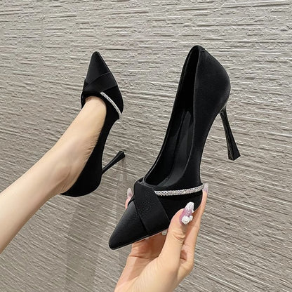 Rhinestone Pointed Toe Elegant High Heels