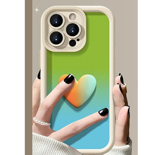 Gradient Color Love Frosted Silicone iPhone Case