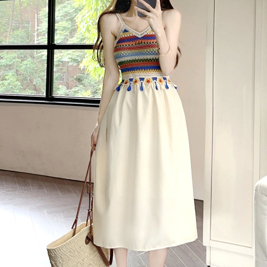 70% Colorful Ethnic Resort Style Paneled Slip Dress