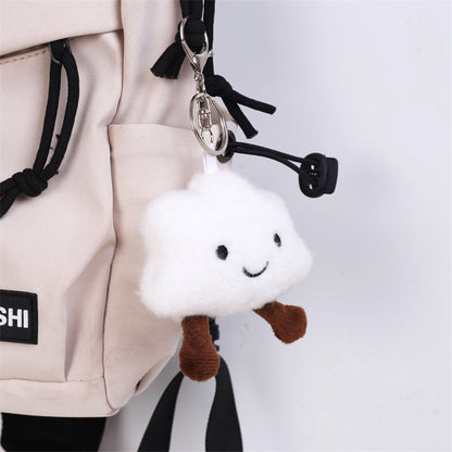 Smiley Face Cloud Plush Keychain Bag Pendant