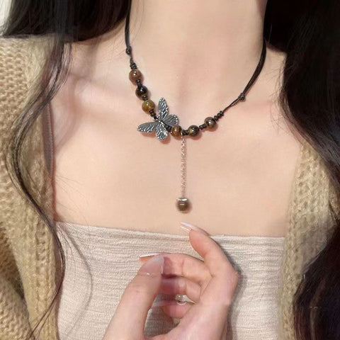 Ethnic Style Ceramic Bead Butterfly Necklace