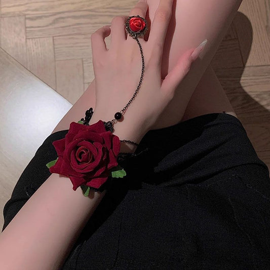 Lace Gothic Lolita Halloween Rose Bracelet