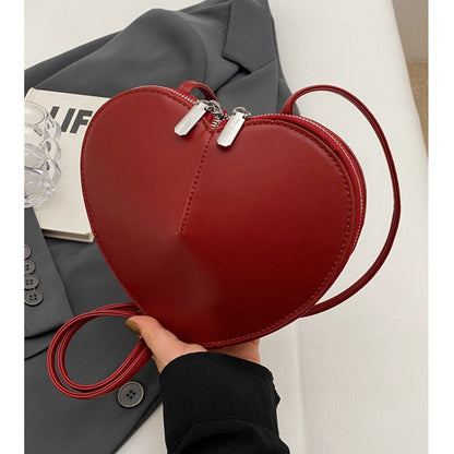 Zipper Heart Shape Crossbody Shoulder Bag