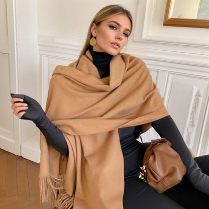 Pure Tassel Thick Warm Shawl Scarf