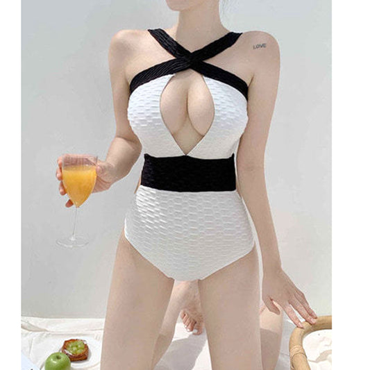 Colorblock Crossover Cutout One-Piece Swimsuit