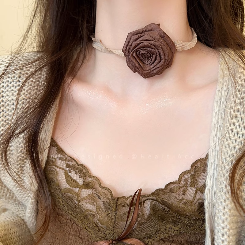 Rose Flower Fabric Temperament Personality Necklace