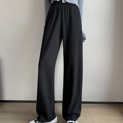 Wide-Leg Pants High Waist Straight Cashmere Trousers