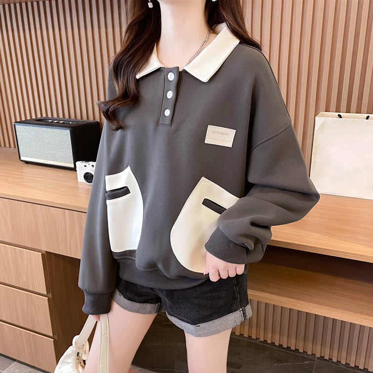 Composite Velvet Large Size Sweatshirt Coat