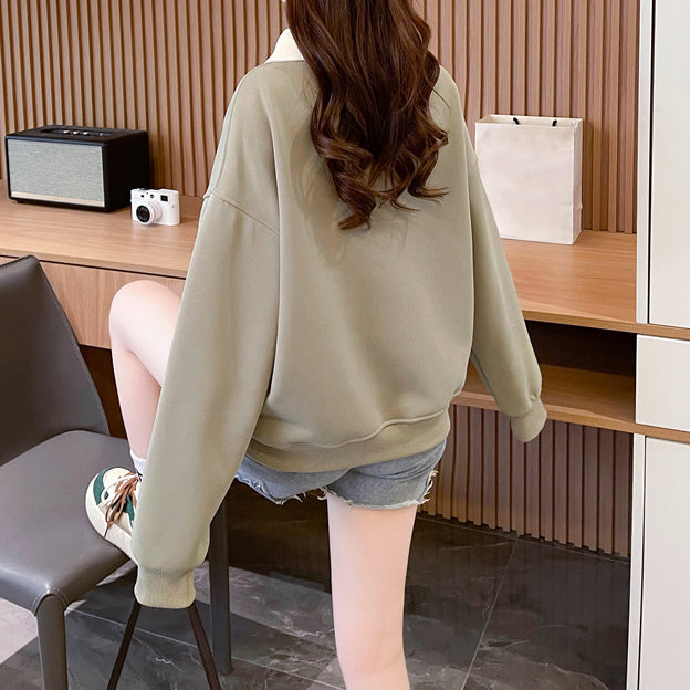 Composite Velvet Large Size Sweatshirt Coat