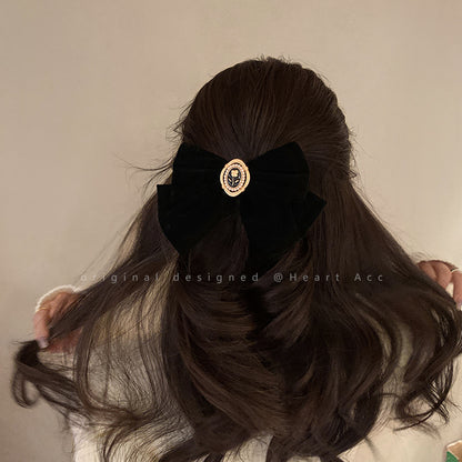 Black Velvet Bow Clip Rose Flower Hair Accessories