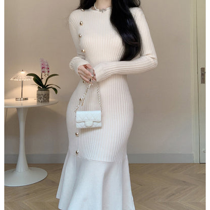 Knitted Bodycon High-Waisted Fishtail Wrap Hip Dress