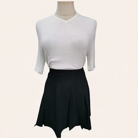 70% Casual Loose White T-Shirt And Black Skirt Two-Piece Suit