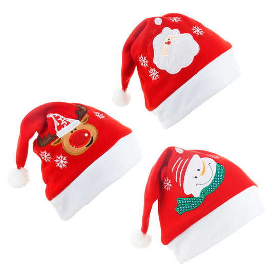 Velvet Embroidered Cartoon Christmas Hat