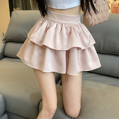 Pleated High-Waisted Puffy A-Line Cake Short Skirt