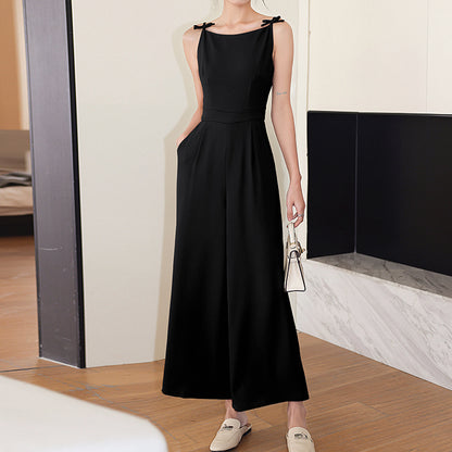 Slim High Waist Bow Wide Leg Jumpsuit