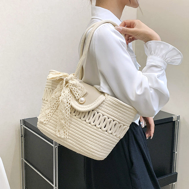 Hollow Woven Lace Scarf Shoulder Bag