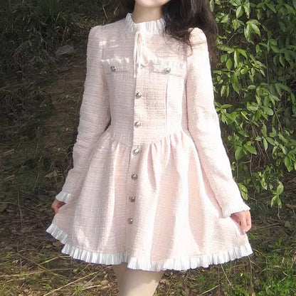 Pink Vintage Princess Lace Patchwork Dress