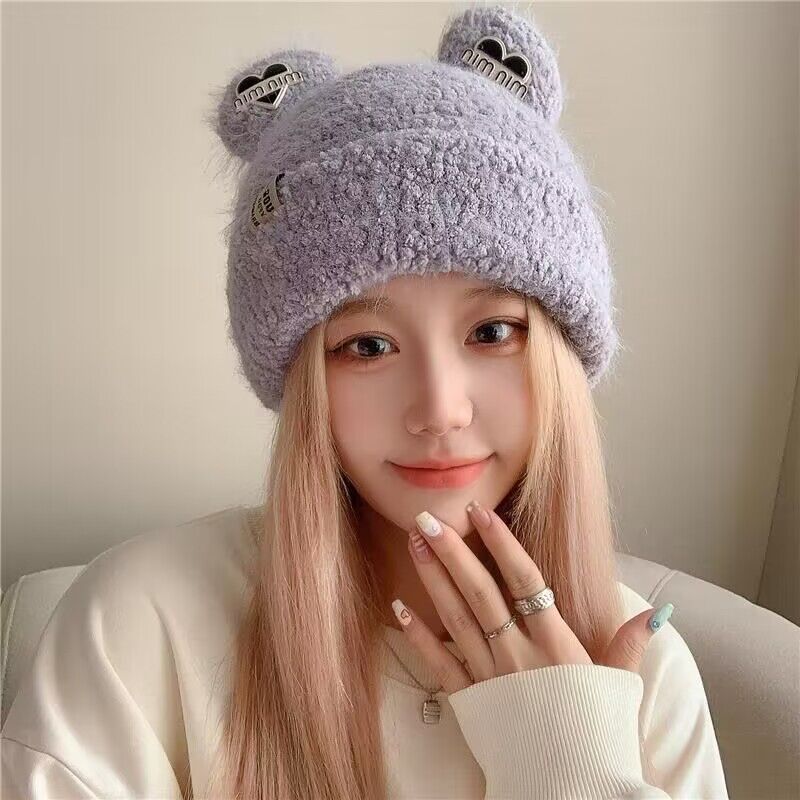 Bear Ears Plush Insulated Knit Hat