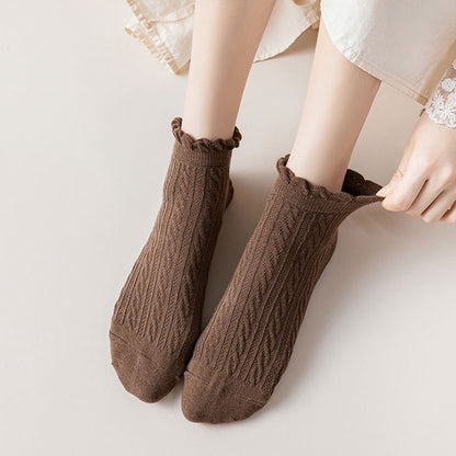 Fungus-Trimmed Textured Cotton Socks