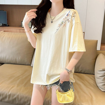 Branch Print Short-Sleeved Loose T-Shirt