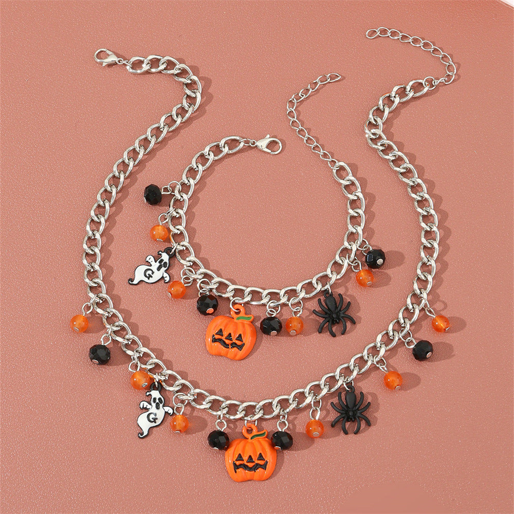 Pumpkin Spider Ghost Halloween Bracelet Necklace