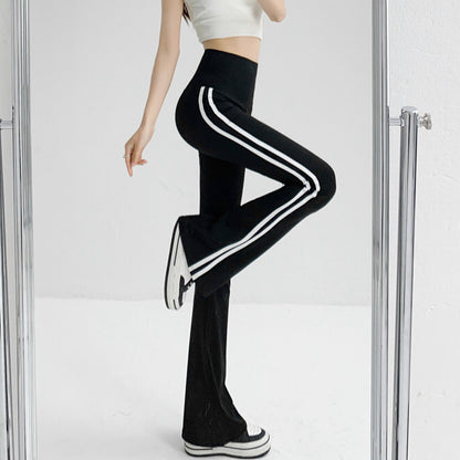 Striped Hip Lift Workout Flared Yoga Pants