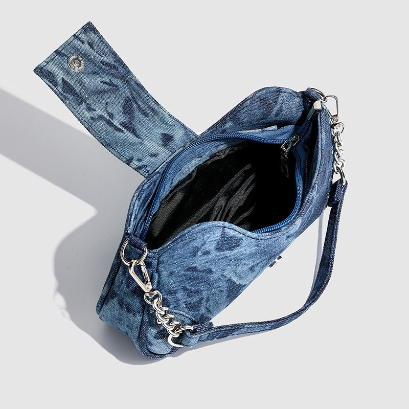 Trendy Tie-Dye Fashion Denim Shoulder Bag