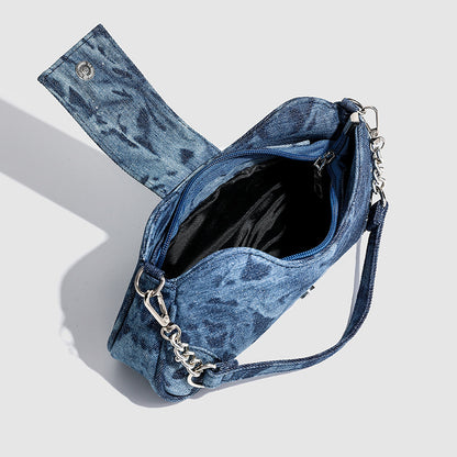 Trendy Tie-Dye Fashion Denim Shoulder Bag