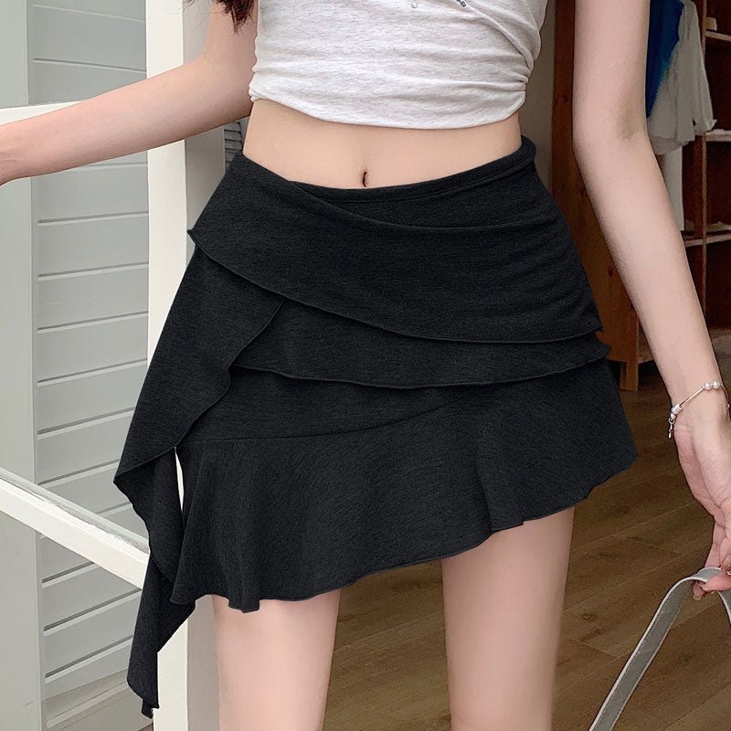 Irregular Ruffled High Waist Short Skirt