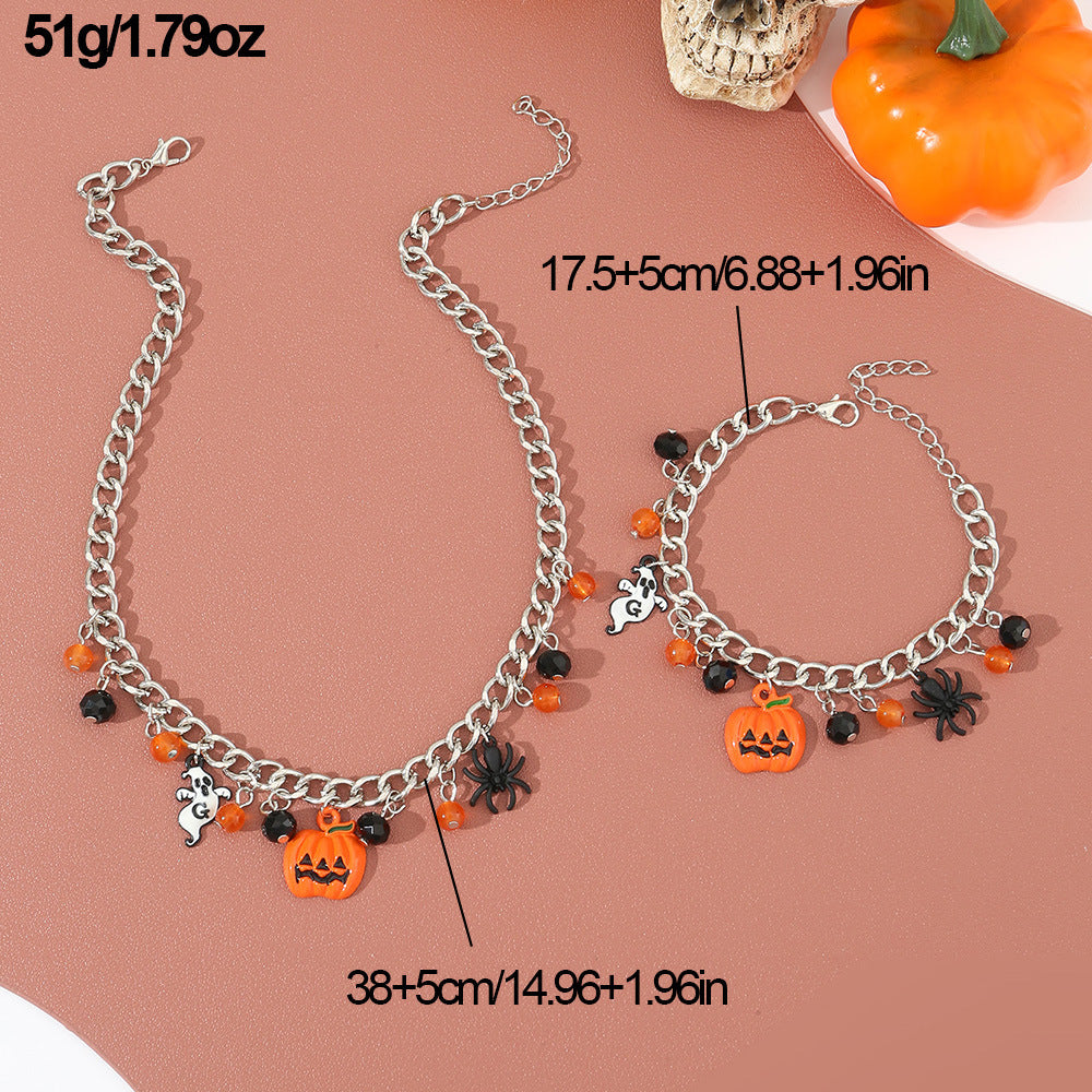 Pumpkin Spider Ghost Halloween Bracelet Necklace