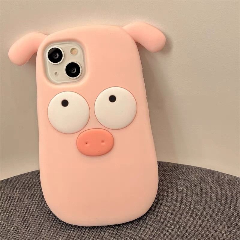 Pink Pig Cute Silicone iPhone Case