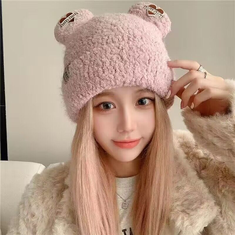 Bear Ears Plush Insulated Knit Hat