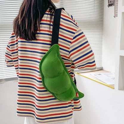 Fluffy Edamame Zipper Casual Shoulder Chest Bag