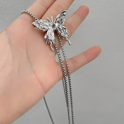 Butterfly Tassel Adjustable Titanium Steel Necklace