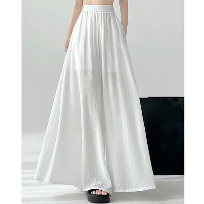 Wide-Leg Ice Silk Breathable Elastic Waist Loose Pants