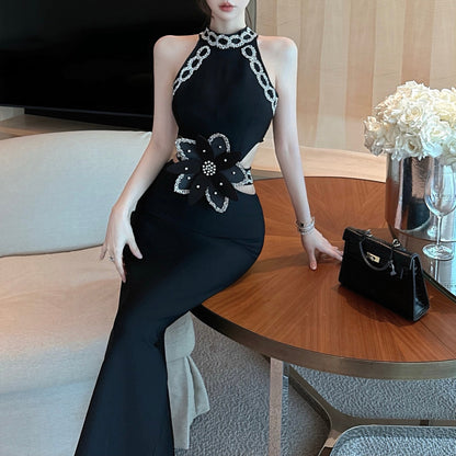 Black Sexy Hollow Elastic Bandage Party Dress