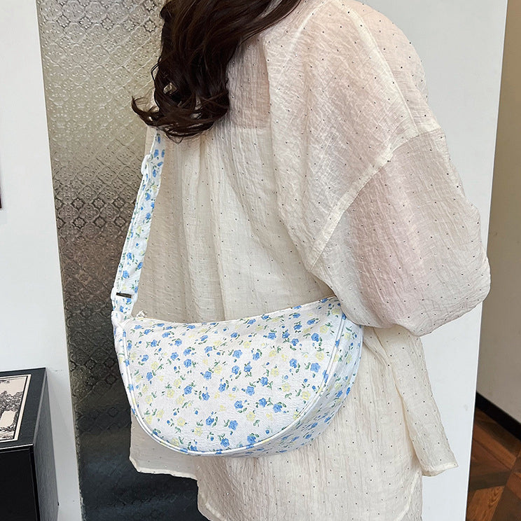 Lace Floral Zipper Dumpling Crossbody Bag