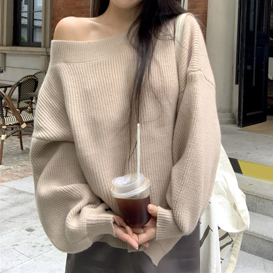 Knitted Top Ribbed Backless Splicing Sweater