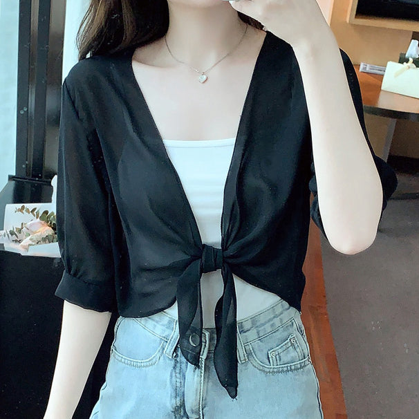 Small Shawl Coat Chiffon Sunscreen Shirt Short Cardigan