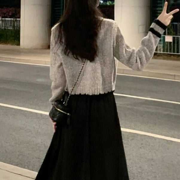 Short Cardigan Sweater V-Neck Knitted Coat Top