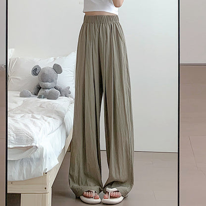 Ice Silk Wide Leg High Waist Cotton Linen Pants